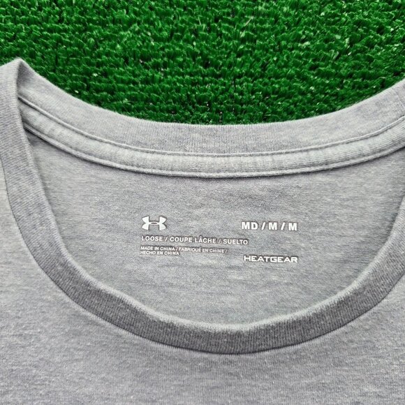 Under Armour Tshirt Mens Medium Gray Short Sleeve HeatGear Active Wear Casual - Picture 5 of 6